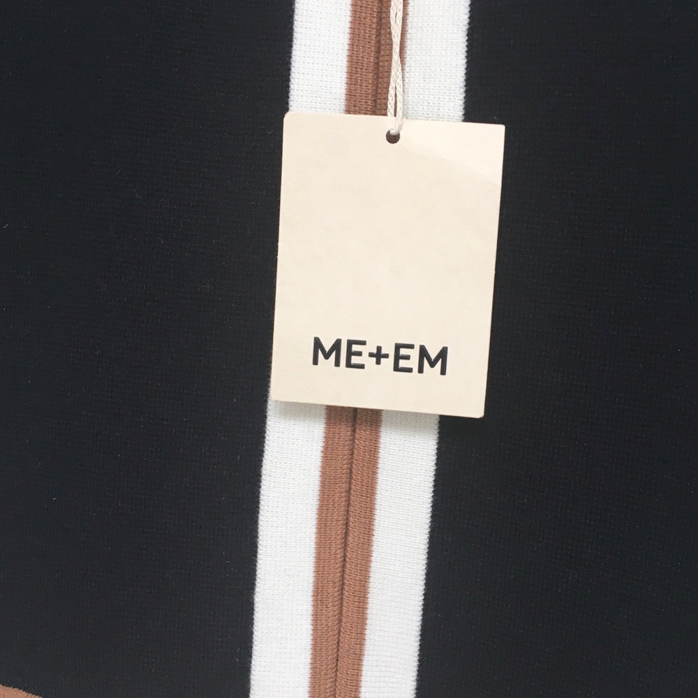 NWT! ME+EM Collared Contrast-Stripe Merino Wool-Blend Maxi Dress - Picture 2 of 6